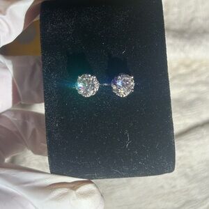 Round twist 2 carat moissanite studded push back earrings!!